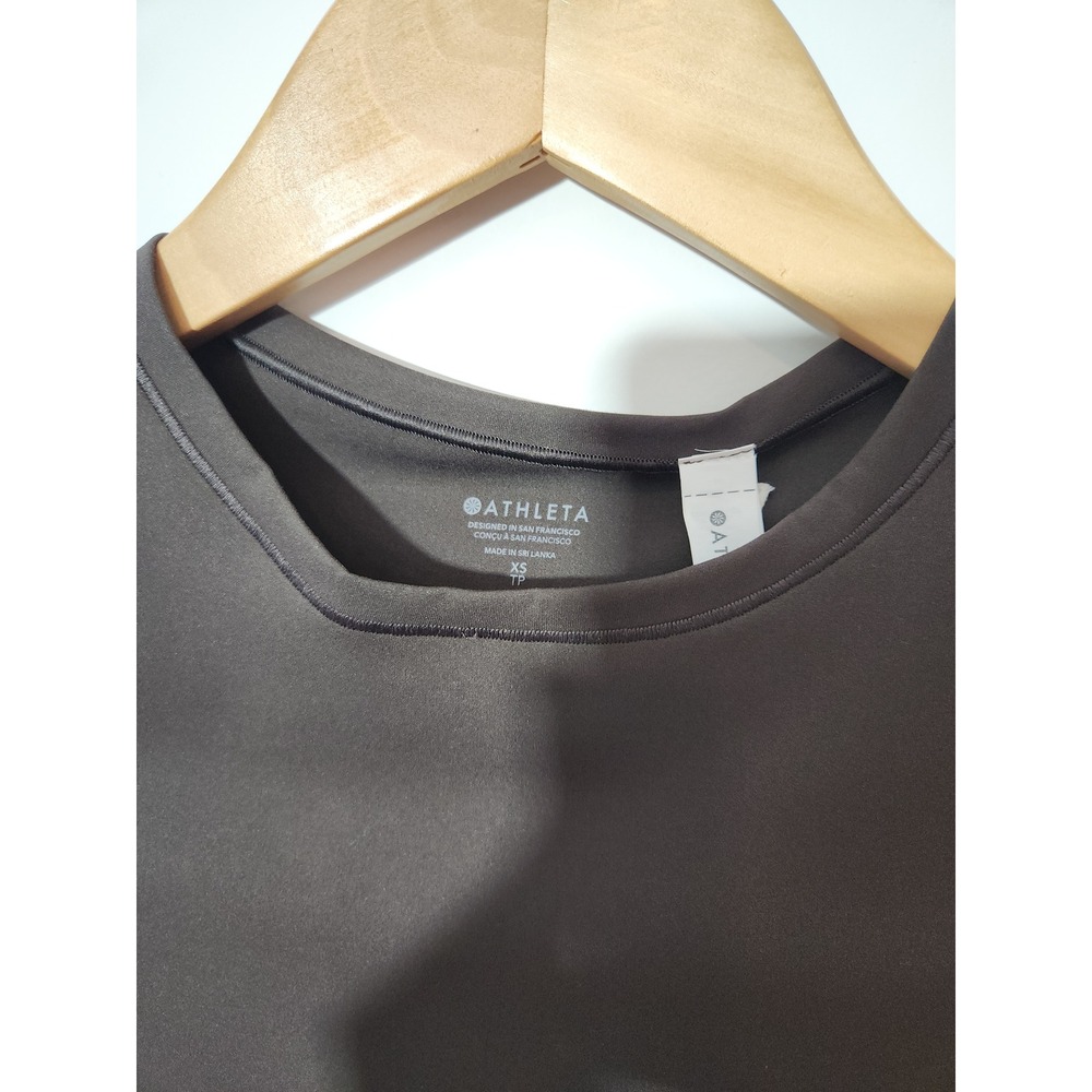 Athleta BodyMove Short Sleeve Crew Bodysuit Truffle Brown XS New - Picture 5 of 9